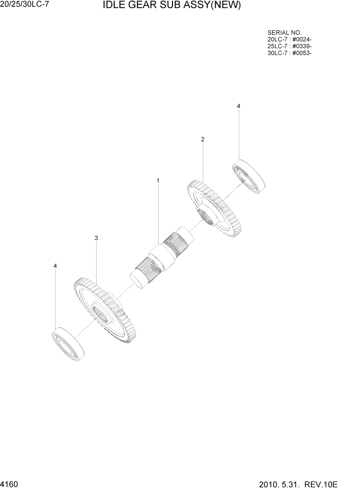 Схема запчастей Hyundai 20/25/30LC-7 - PAGE 4160 IDLE GEAR SUB ASSY(NEW) СИЛОВАЯ СИСТЕМА