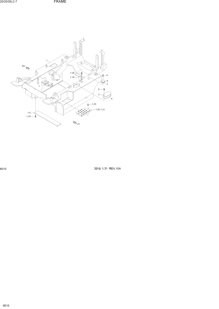 Схема запчастей Hyundai 20/25/30LC-7 - PAGE 6010 FRAME СТРУКТУРА