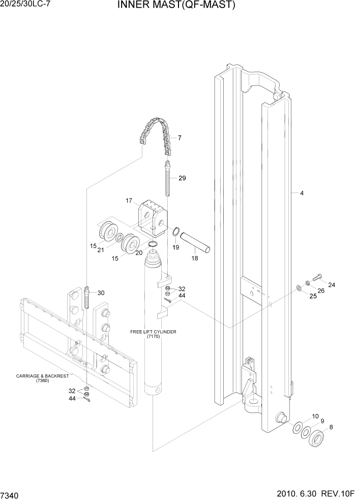 Схема запчастей Hyundai 20/25/30LC-7 - PAGE 7340 INNER MAST(QF-MAST) РАБОЧЕЕ ОБОРУДОВАНИЕ