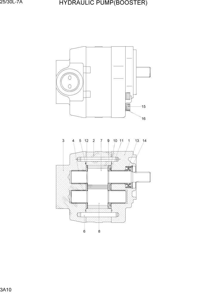 Схема запчастей Hyundai 25/30L-7A - PAGE 3A10 HYDRAULIC PUMP(BOOSTER) ГИДРАВЛИЧЕСКАЯ СИСТЕМА