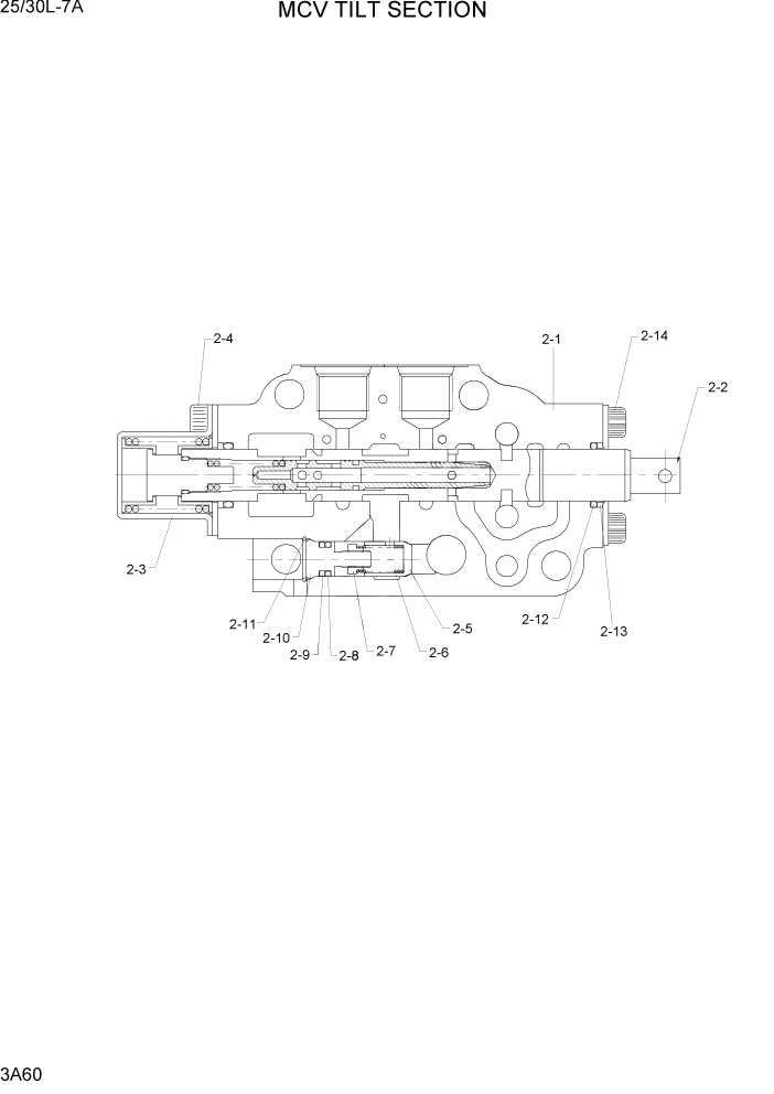 Схема запчастей Hyundai 25/30L-7A - PAGE 3A60 MCV TILT SECTION ГИДРАВЛИЧЕСКАЯ СИСТЕМА