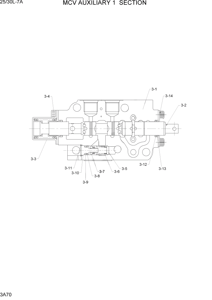 Схема запчастей Hyundai 25/30L-7A - PAGE 3A70 MCV AUXILIARY 1 SECTION ГИДРАВЛИЧЕСКАЯ СИСТЕМА