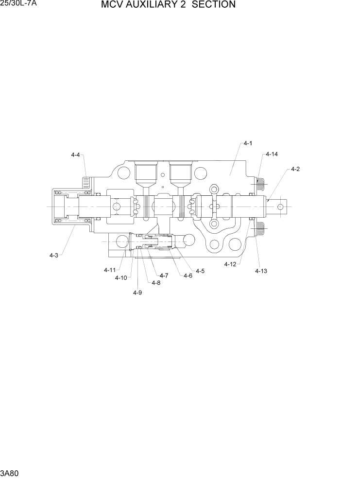 Схема запчастей Hyundai 25/30L-7A - PAGE 3A80 MCV AUXILIARY 2 SECTION ГИДРАВЛИЧЕСКАЯ СИСТЕМА