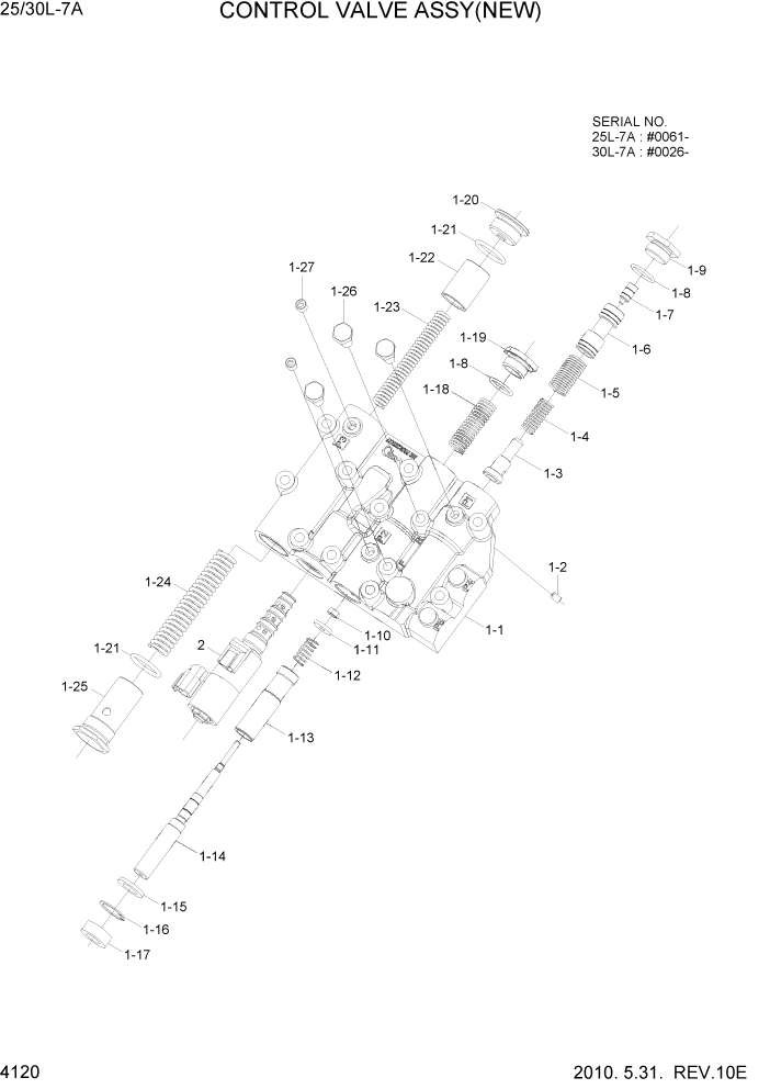 Схема запчастей Hyundai 25/30L-7A - PAGE 4120 CONTROL VALVE ASSY(NEW) СИЛОВАЯ СИСТЕМА