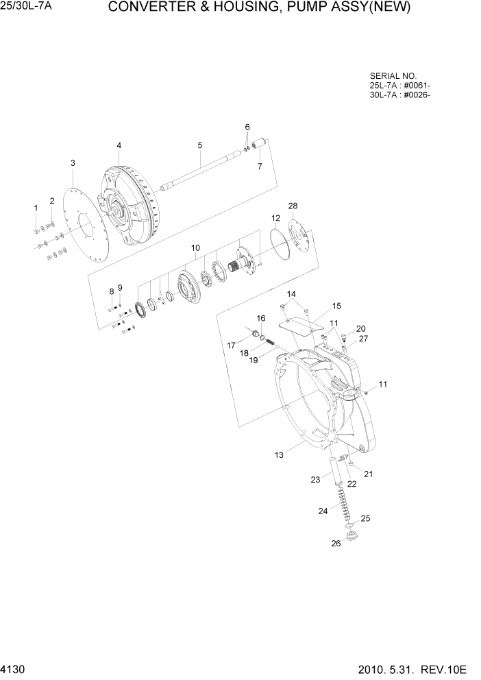 Схема запчастей Hyundai 25/30L-7A - PAGE 4130 CONVERTER & HOUSING, PUMP ASSY(NEW) СИЛОВАЯ СИСТЕМА