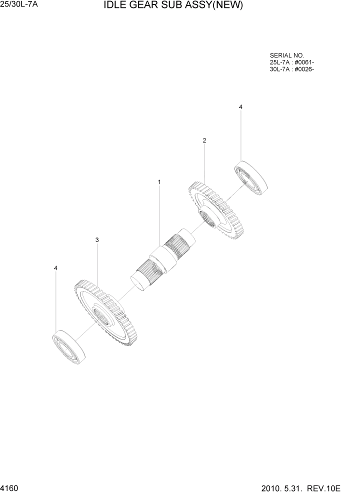 Схема запчастей Hyundai 25/30L-7A - PAGE 4160 IDLE GEAR SUB ASSY(NEW) СИЛОВАЯ СИСТЕМА