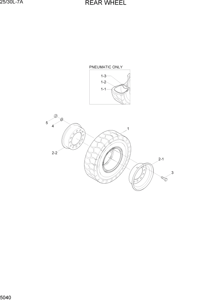 Схема запчастей Hyundai 25/30L-7A - PAGE 5040 REAR WHEEL СИСТЕМА УПРАВЛЕНИЯ