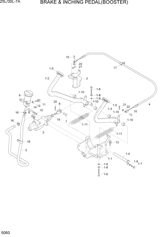 Схема запчастей Hyundai 25/30L-7A - PAGE 5060 BRAKE & INCHING PEDAL(BOOSTER) СИСТЕМА УПРАВЛЕНИЯ