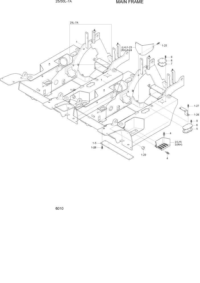 Схема запчастей Hyundai 25/30L-7A - PAGE 6010 MAIN FRAME СТРУКТУРА