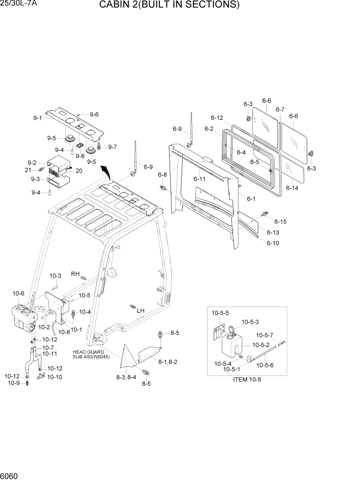 Схема запчастей Hyundai 25/30L-7A - PAGE 6060 CABIN 2(BUILT IN SECTION) СТРУКТУРА