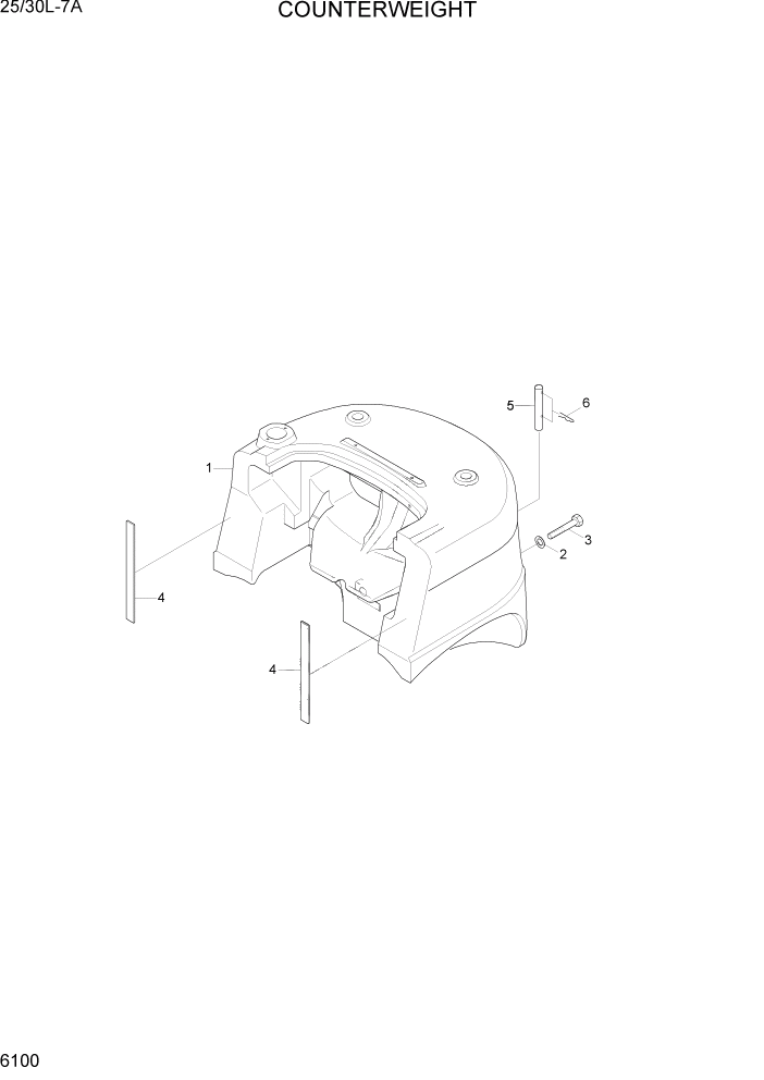 Схема запчастей Hyundai 25/30L-7A - PAGE 6100 COUNTERWEIGHT СТРУКТУРА