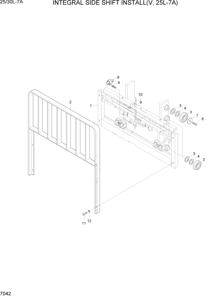 Схема запчастей Hyundai 25/30L-7A - PAGE 7042 INTEGRAL SIDE SHIFT INSTALL(V,25L-7A) РАБОЧЕЕ ОБОРУДОВАНИЕ