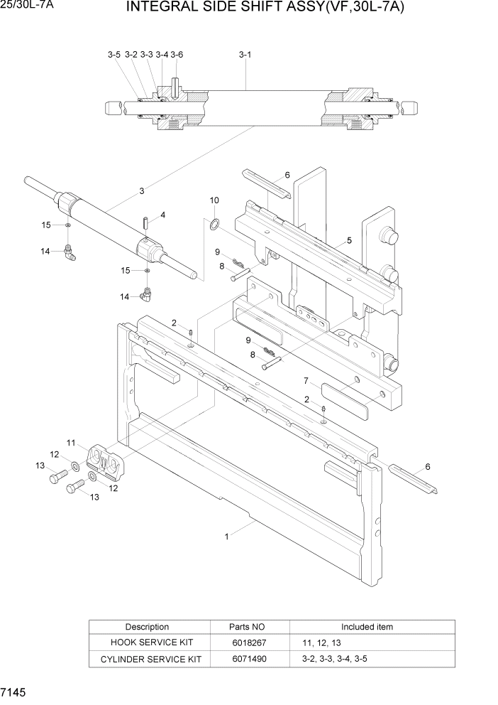 Схема запчастей Hyundai 25/30L-7A - PAGE 7145 INTEGRAL SIDE SHIFT ASSY(VF,30L-7A) РАБОЧЕЕ ОБОРУДОВАНИЕ