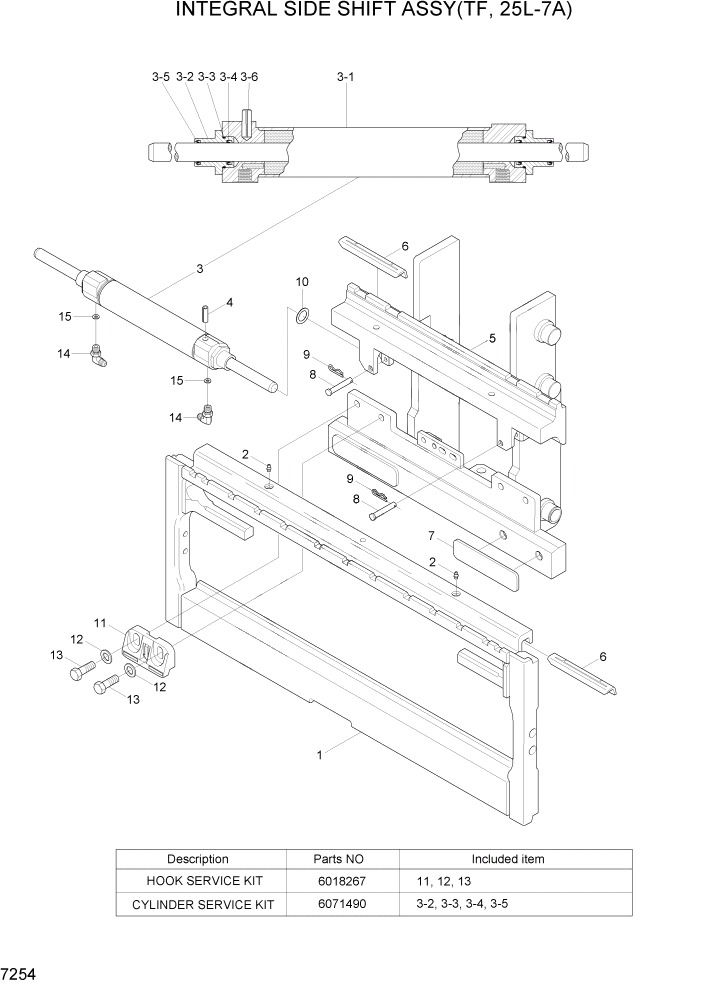 Схема запчастей Hyundai 25/30L-7A - PAGE 7254 INTEGRAL SIDE SHIFT ASSY(TF,25L-7A) РАБОЧЕЕ ОБОРУДОВАНИЕ