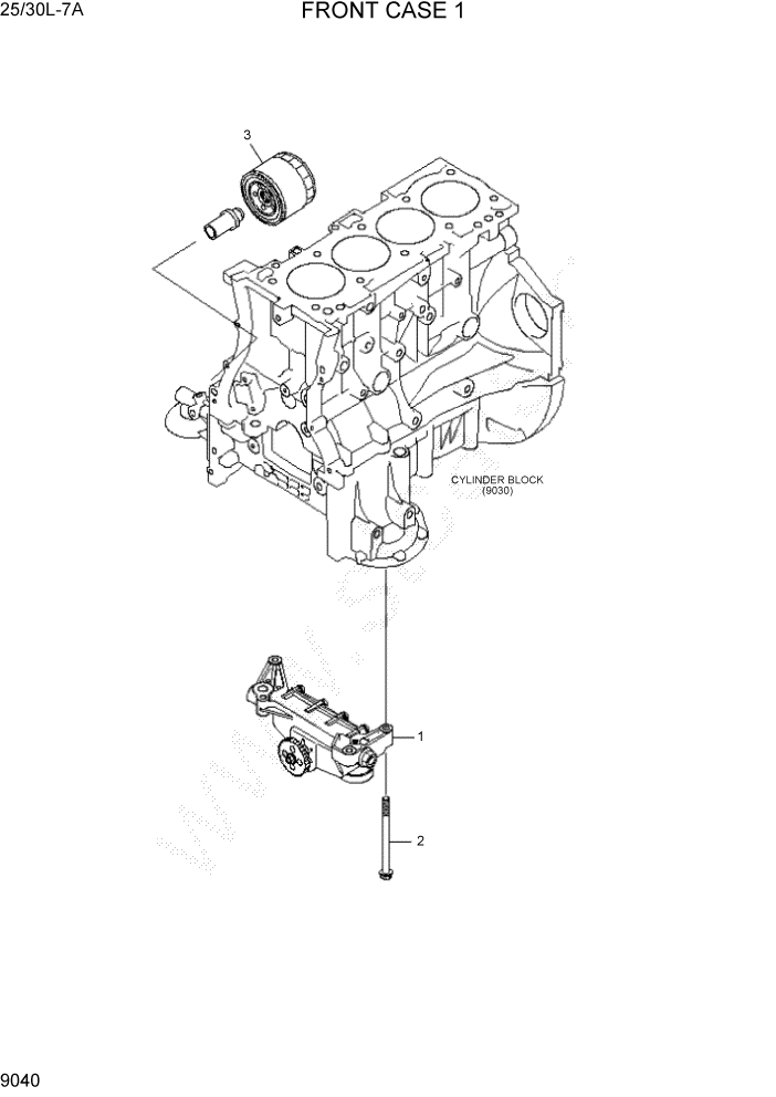 Схема запчастей Hyundai 25/30L-7A - PAGE 9040 FRONT CASE 1 ДВИГАТЕЛЬ БАЗА