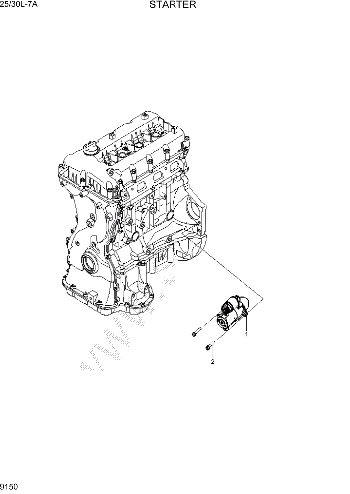 Схема запчастей Hyundai 25/30L-7A - PAGE 9150 STARTER ДВИГАТЕЛЬ БАЗА