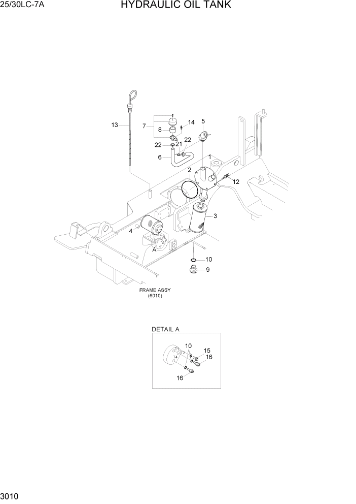 Схема запчастей Hyundai 25/30LC-7A - PAGE 3010 HYDRAULIC OIL TANK ГИДРАВЛИЧЕСКАЯ СИСТЕМА