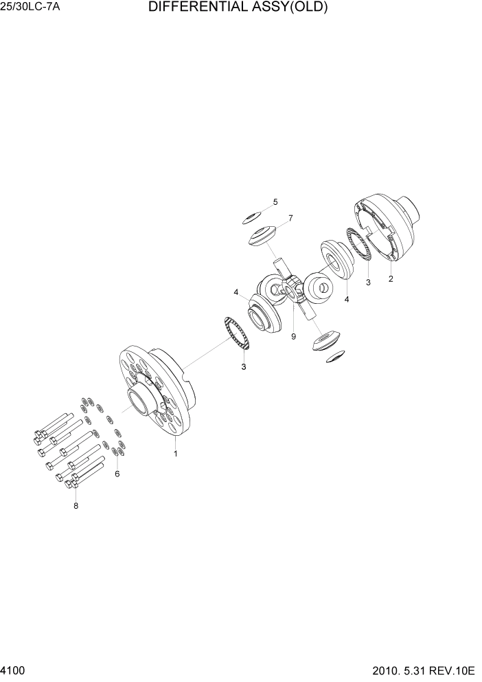 Схема запчастей Hyundai 25/30LC-7A - PAGE 4100 DIFFERENTIAL ASSY(OLD) СИЛОВАЯ СИСТЕМА