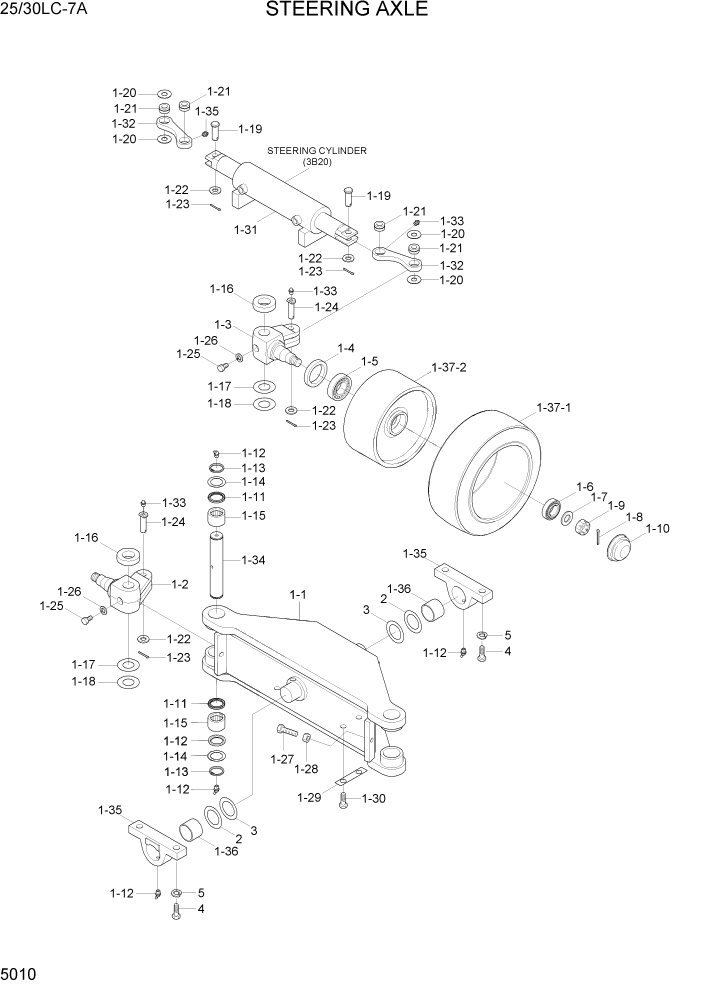 Схема запчастей Hyundai 25/30LC-7A - PAGE 5010 STEERING AXLE СИСТЕМА УПРАВЛЕНИЯ