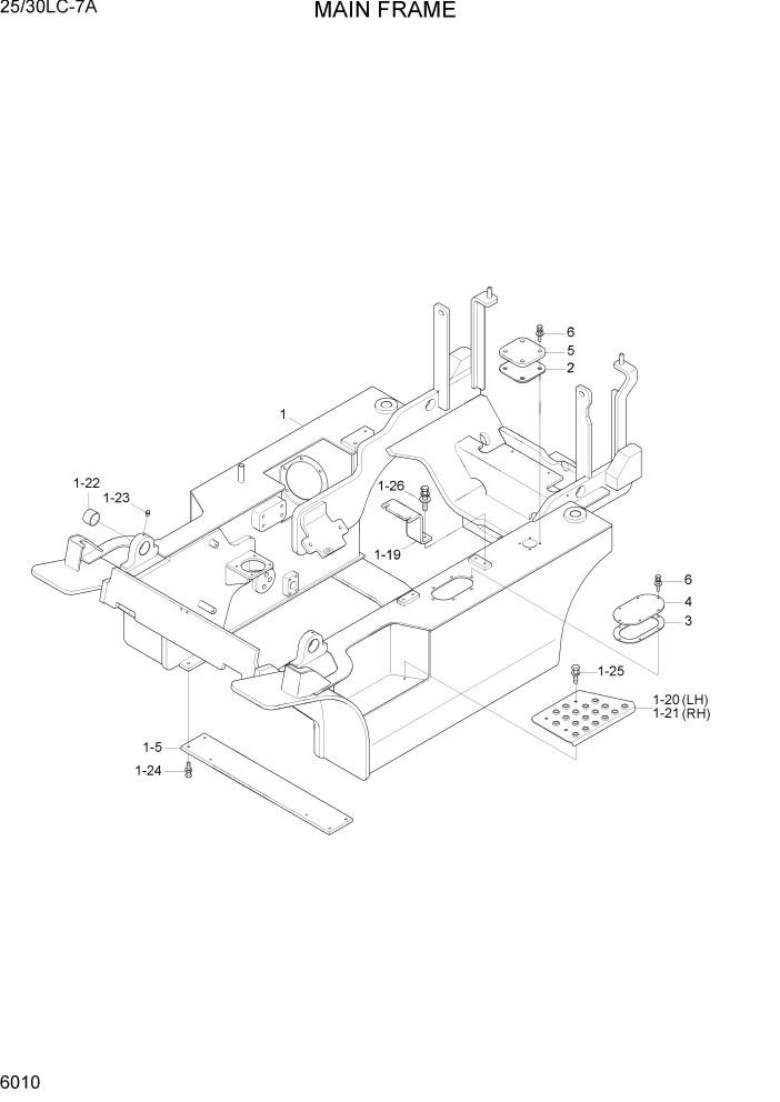 Схема запчастей Hyundai 25/30LC-7A - PAGE 6010 MAIN FRAME СТРУКТУРА