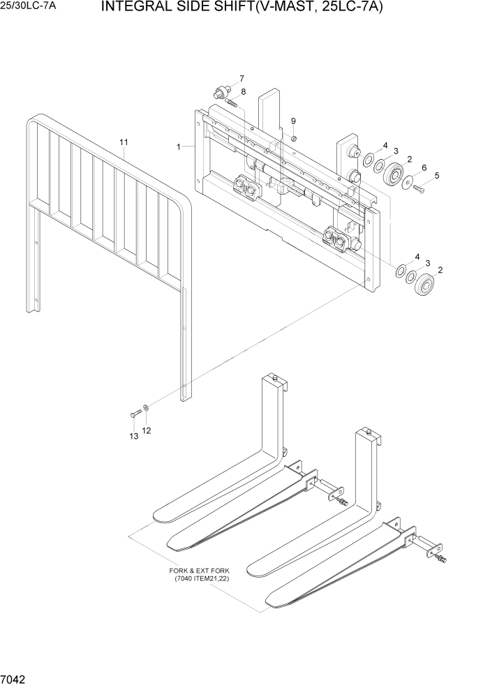 Схема запчастей Hyundai 25/30LC-7A - PAGE 7042 INTEGRAL SIDE SHIFT INSTALL(V,25LC-7A) РАБОЧЕЕ ОБОРУДОВАНИЕ