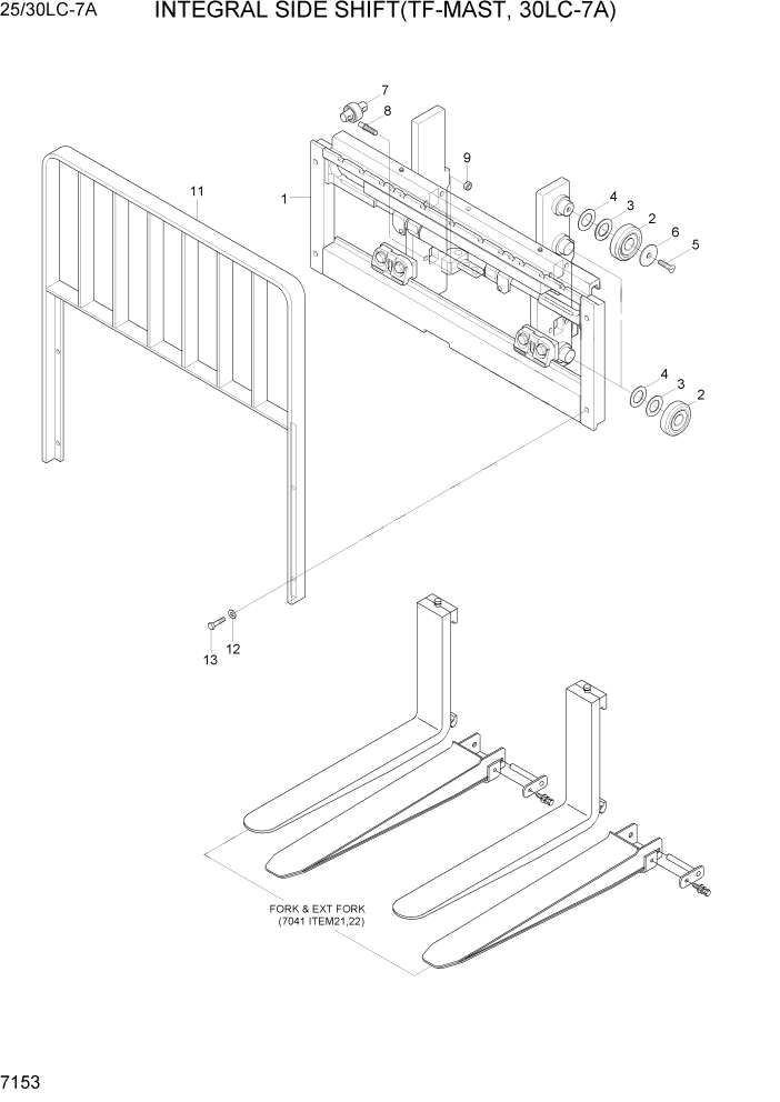 Схема запчастей Hyundai 25/30LC-7A - PAGE 7153 INTEGRAL SIDE SHIFT(TF-MAST, 30LC-7A) РАБОЧЕЕ ОБОРУДОВАНИЕ