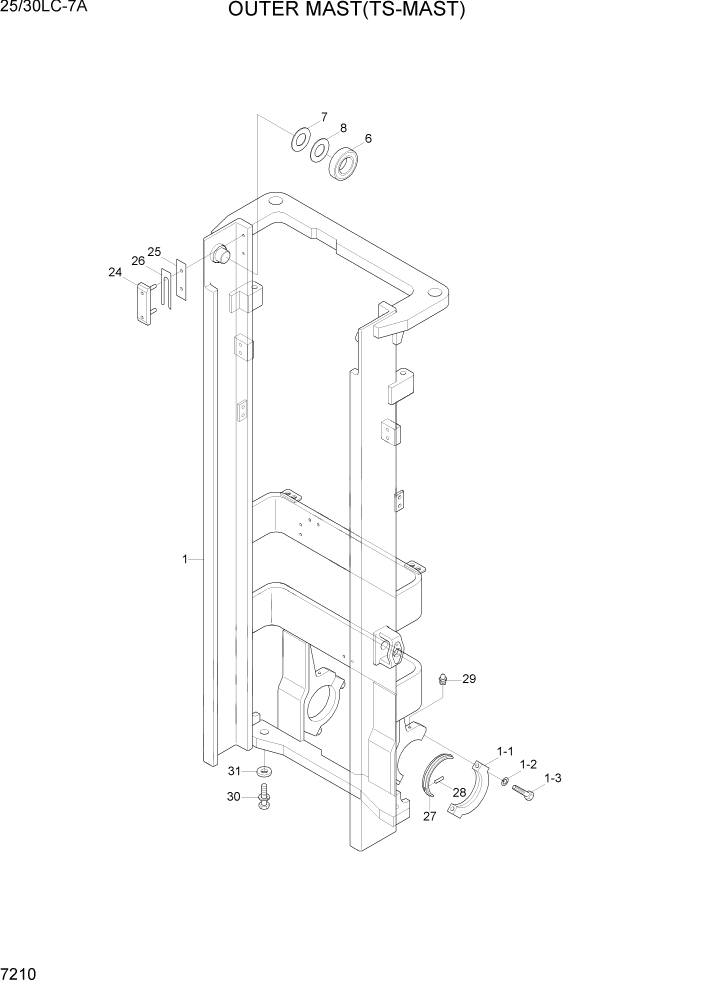 Схема запчастей Hyundai 25/30LC-7A - PAGE 7210 OUTER MAST(TS-MAST) РАБОЧЕЕ ОБОРУДОВАНИЕ