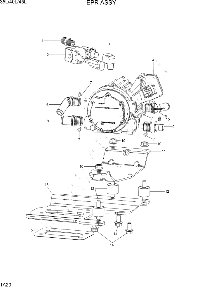 Схема запчастей Hyundai 35/40/45L - PAGE 1A20 EPR ASSY СИСТЕМА ДВИГАТЕЛЯ