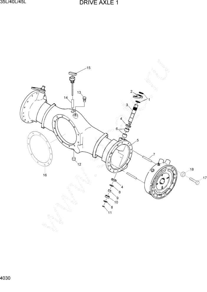 Схема запчастей Hyundai 35/40/45L - PAGE 4030 DRIVE AXLE 1 СИЛОВАЯ СИСТЕМА