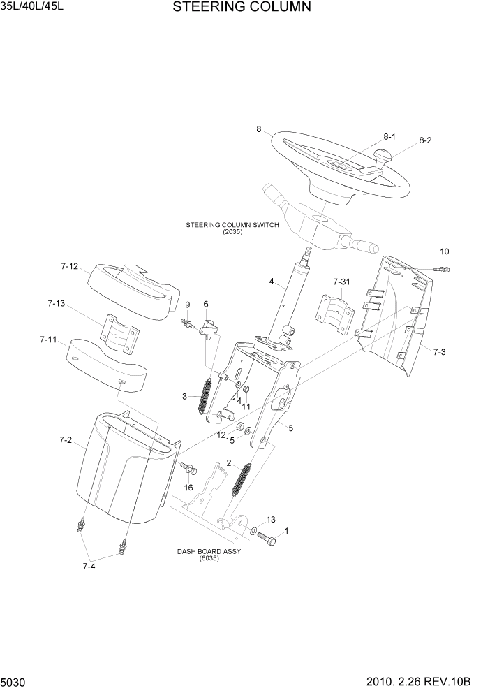 Схема запчастей Hyundai 35/40/45L - PAGE 5030 STEERING COLUMN СИСТЕМА УПРАВЛЕНИЯ