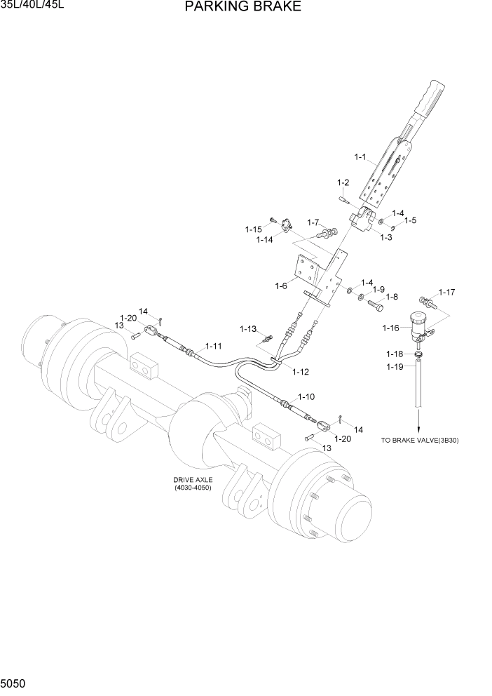 Схема запчастей Hyundai 35/40/45L - PAGE 5050 PARKING BRAKE СИСТЕМА УПРАВЛЕНИЯ