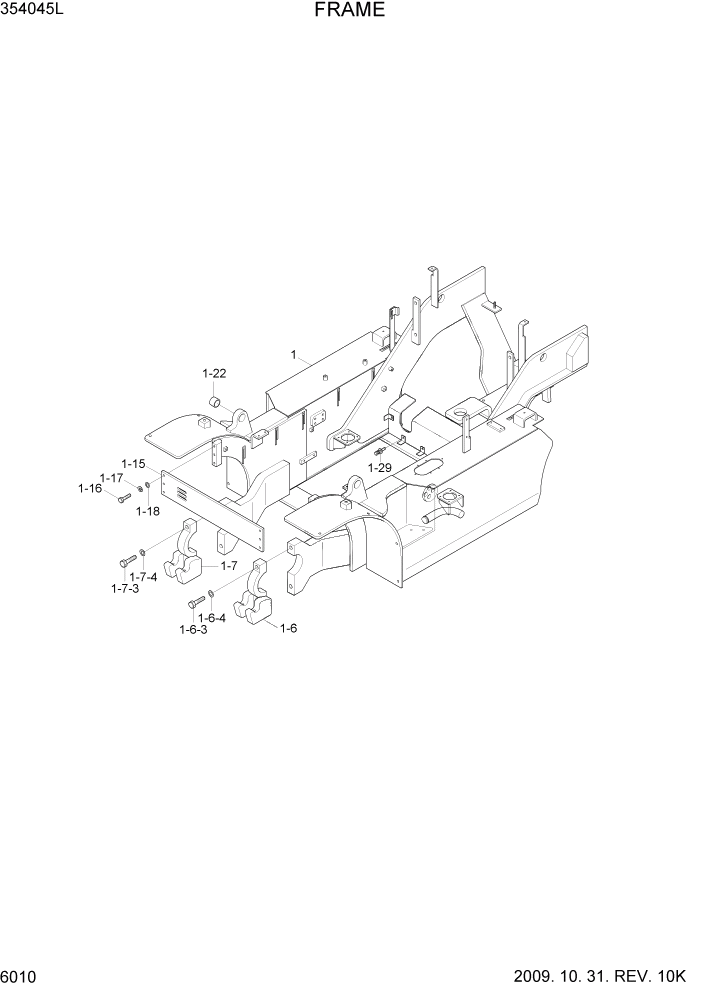 Схема запчастей Hyundai 35/40/45L - PAGE 6010 FRAME СТРУКТУРА