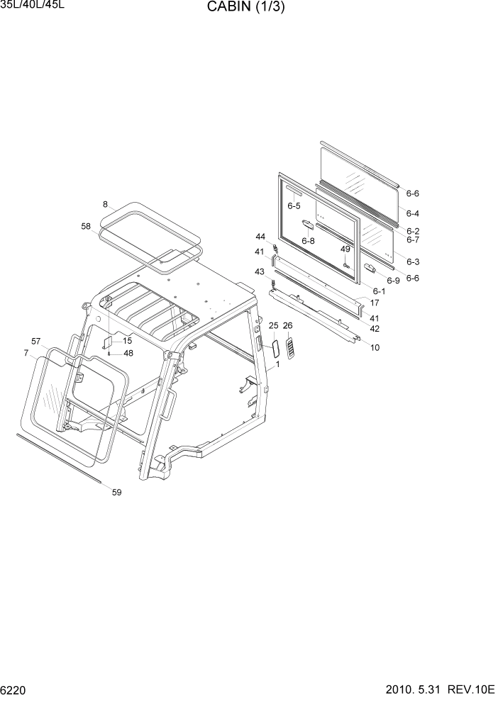 Схема запчастей Hyundai 35/40/45L - PAGE 6220 CABIN (1/3) СТРУКТУРА