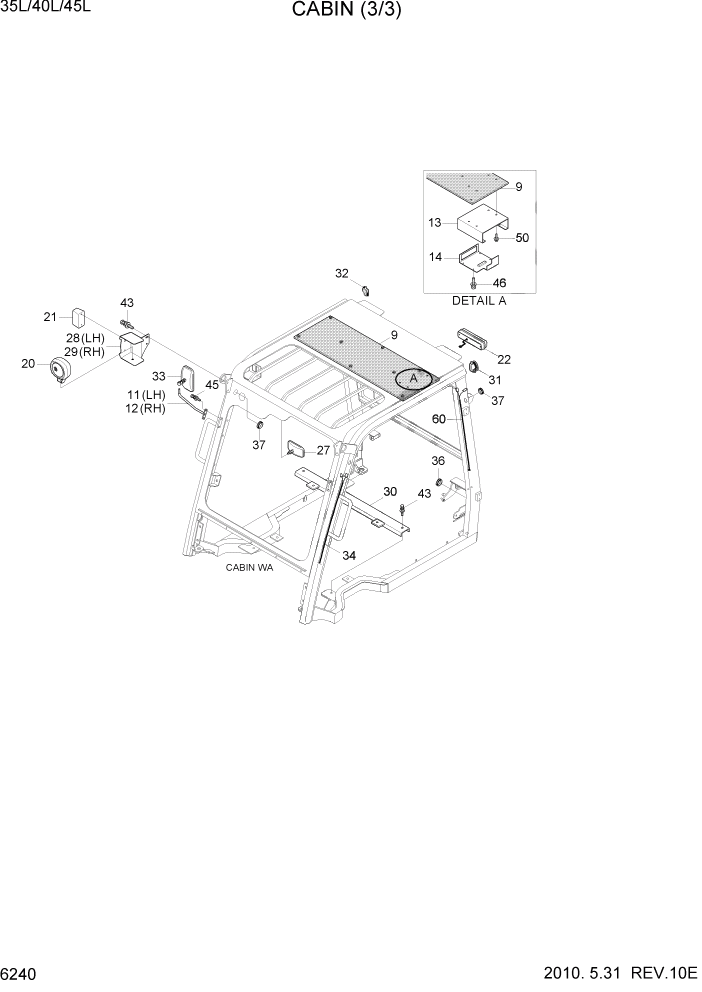 Схема запчастей Hyundai 35/40/45L - PAGE 6240 CABIN (3/3) СТРУКТУРА