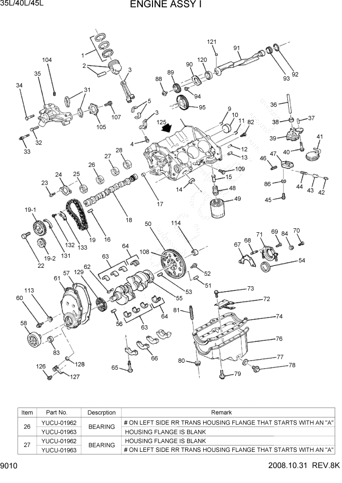 Схема запчастей Hyundai 35/40/45L - PAGE 9010 ENGINE ASSY I ДВИГАТЕЛЬ БАЗА