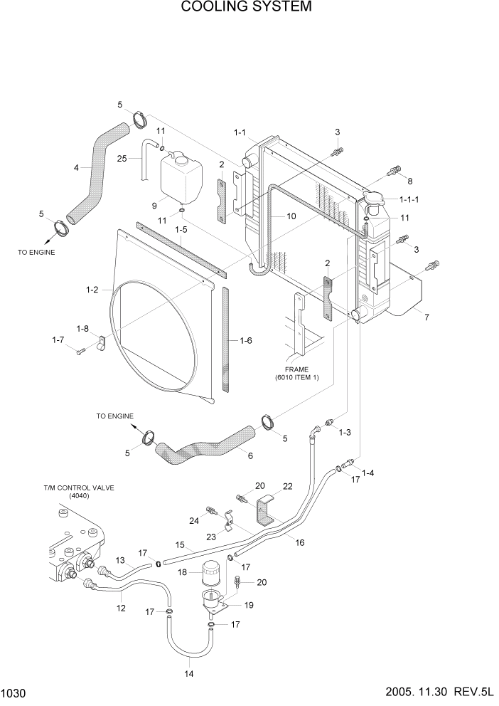 Схема запчастей Hyundai HLF15/HLF18-5 - PAGE 1030 COOLING SYSTEM СИСТЕМА ДВИГАТЕЛЯ