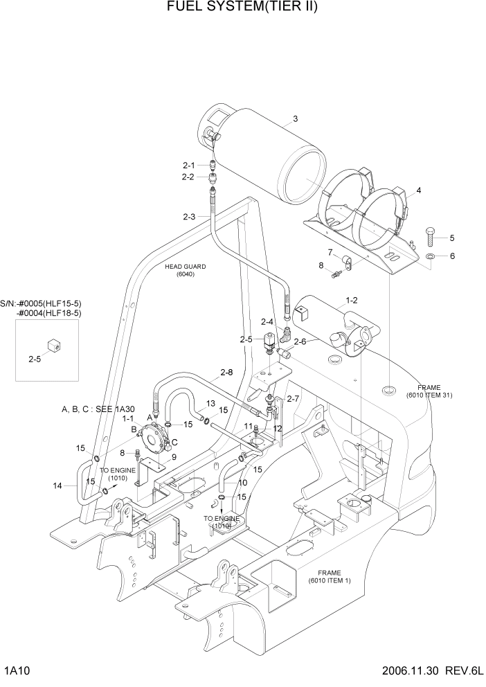 Схема запчастей Hyundai HLF15/HLF18-5 - PAGE 1A10 FUEL SYSTEM(TIER II) СИСТЕМА ДВИГАТЕЛЯ