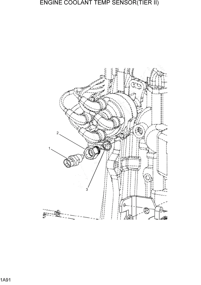 Схема запчастей Hyundai HLF15/HLF18-5 - PAGE 1A91 ENGINE COOLANT TEMP SENSOR(TIER II) СИСТЕМА ДВИГАТЕЛЯ