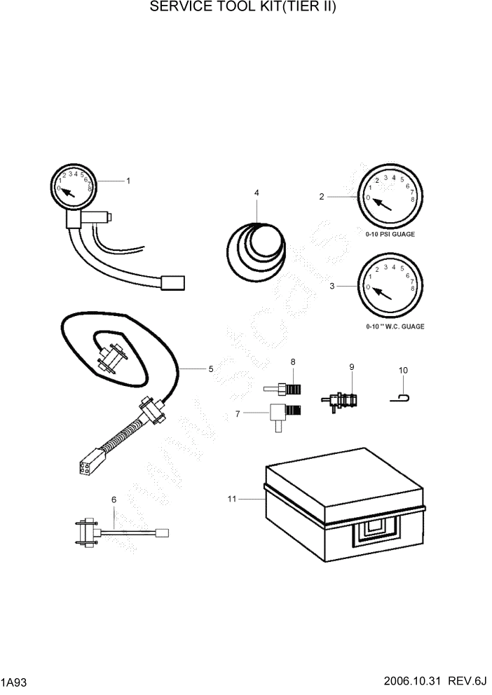 Схема запчастей Hyundai HLF15/HLF18-5 - PAGE 1A93 SERVICE TOOL KIT(TIER II) СИСТЕМА ДВИГАТЕЛЯ