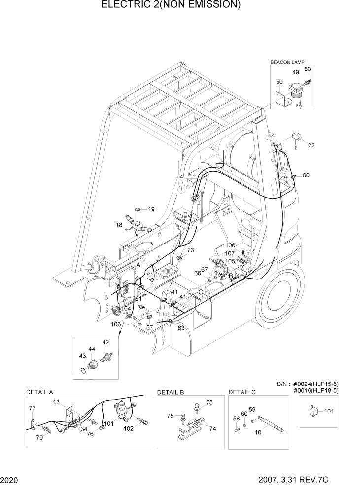 Схема запчастей Hyundai HLF15/HLF18-5 - PAGE 2020 ELECTRIC 2(NON EMISSION) ЭЛЕКТРИЧЕСКАЯ СИСТЕМА