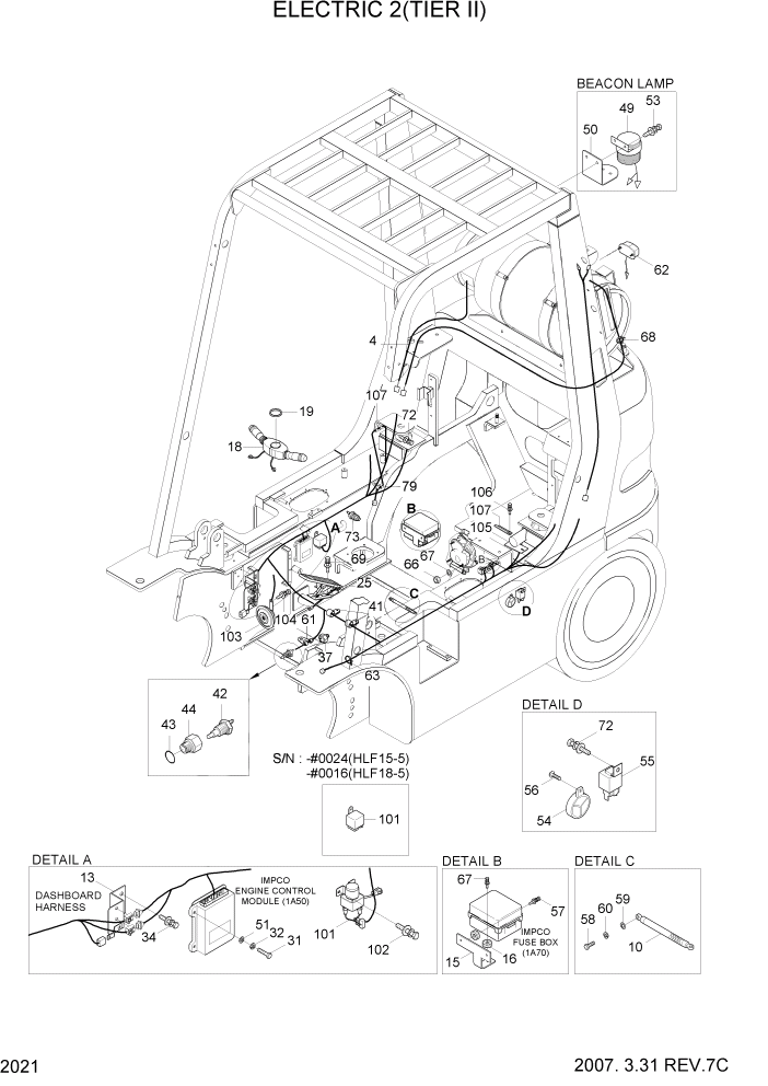 Схема запчастей Hyundai HLF15/HLF18-5 - PAGE 2021 ELECTRIC 2(TIER II) ЭЛЕКТРИЧЕСКАЯ СИСТЕМА