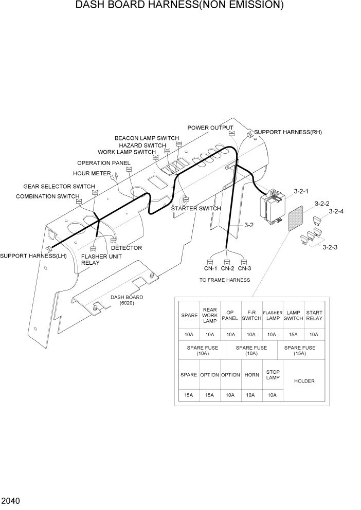 Схема запчастей Hyundai HLF15/HLF18-5 - PAGE 2040 DASH BOARD HARNESS(NON EMISSION) ЭЛЕКТРИЧЕСКАЯ СИСТЕМА