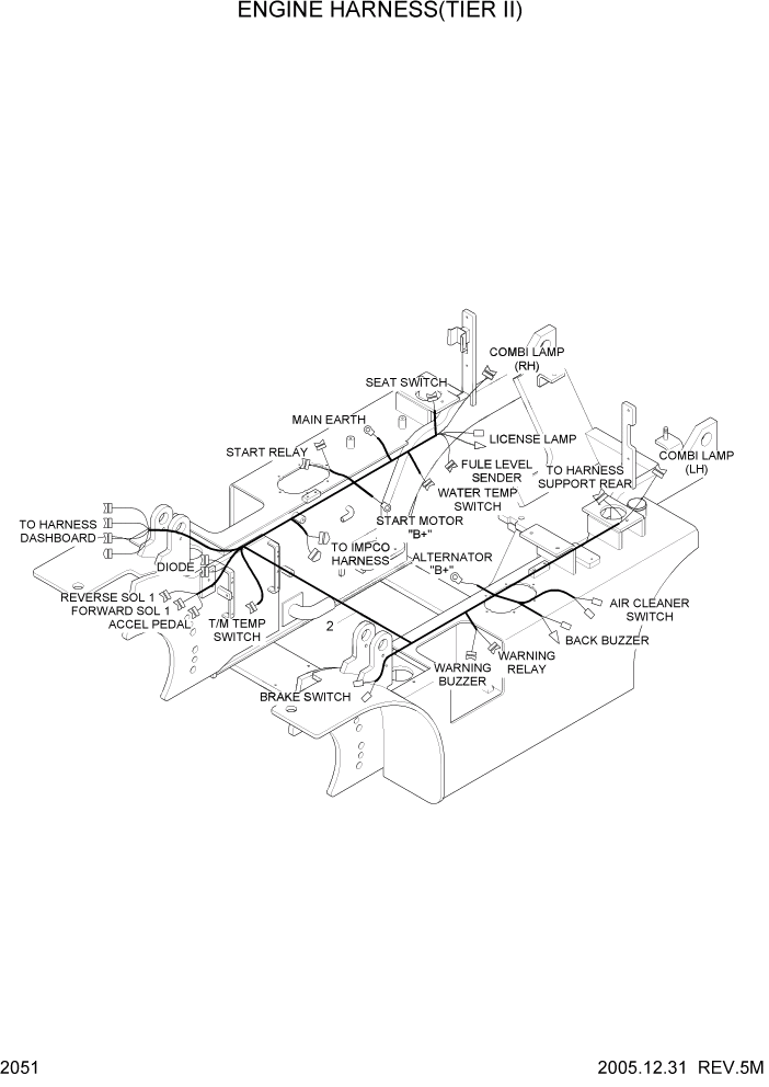 Схема запчастей Hyundai HLF15/HLF18-5 - PAGE 2051 ENGINE HARNESS(TIER II) ЭЛЕКТРИЧЕСКАЯ СИСТЕМА