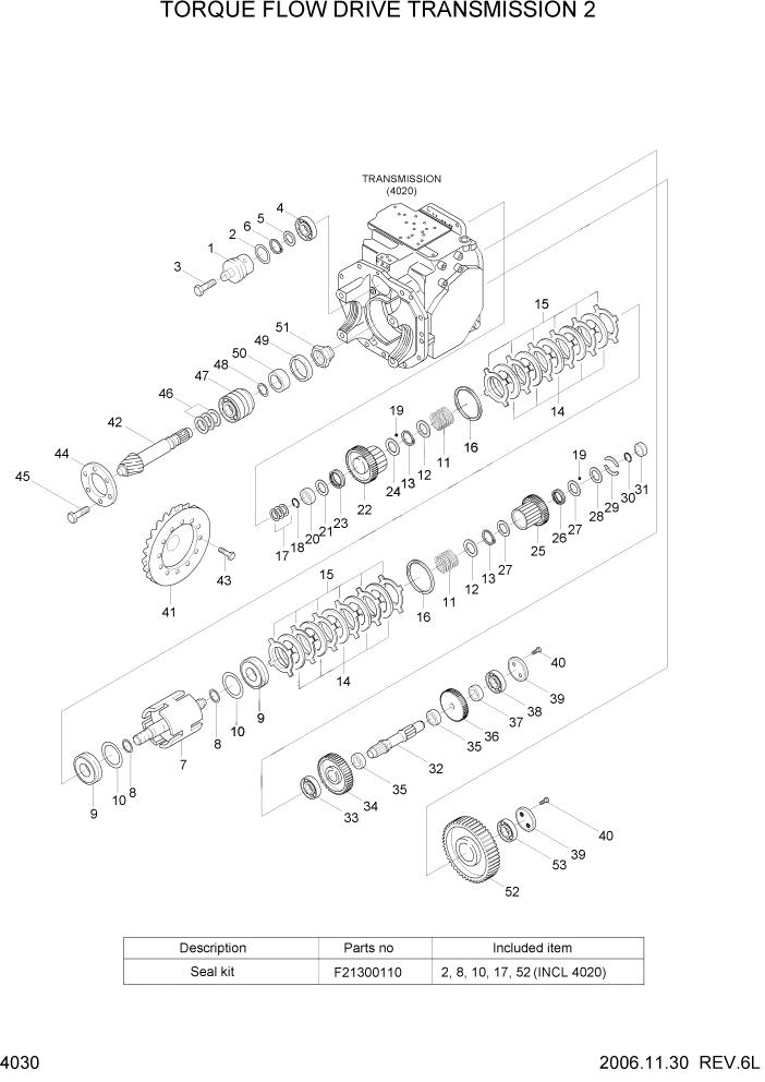 Схема запчастей Hyundai HLF15/HLF18-5 - PAGE 4030 TORQUE FLOW DRIVE TRANSMISSION 2 СИЛОВАЯ СИСТЕМА