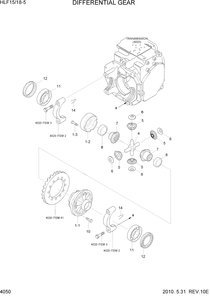 Схема запчастей Hyundai HLF15/HLF18-5 - PAGE 4050 DIFFERENTIAL GEAR СИЛОВАЯ СИСТЕМА