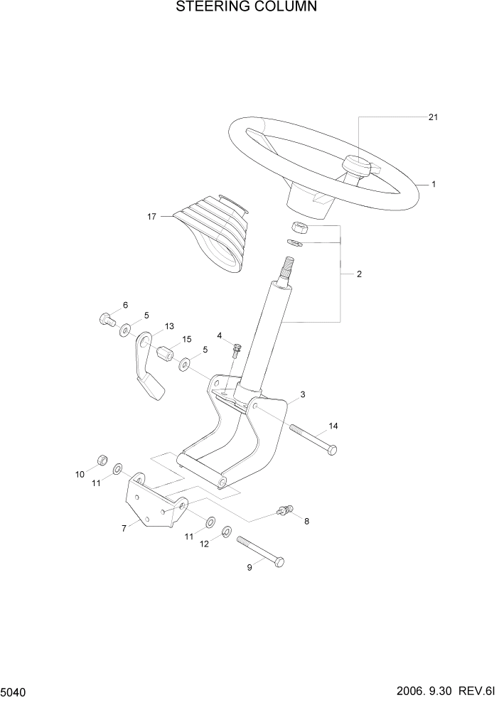 Схема запчастей Hyundai HLF15/HLF18-5 - PAGE 5040 STEERING COLUMN СИСТЕМА УПРАВЛЕНИЯ