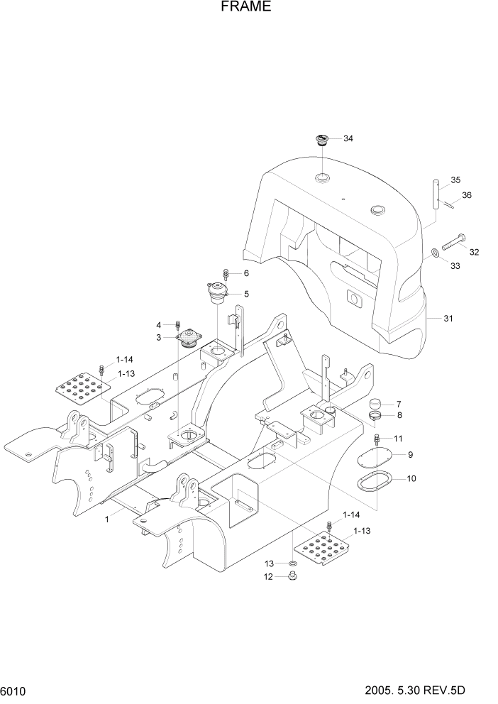 Схема запчастей Hyundai HLF15/HLF18-5 - PAGE 6010 FRAME СТРУКТУРА