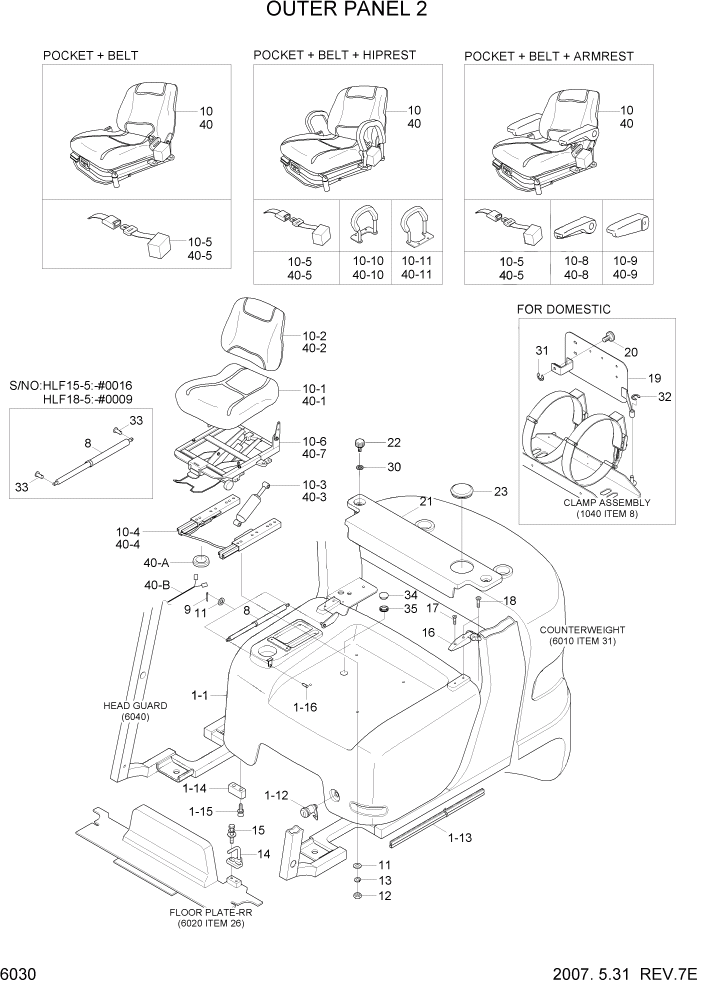 Схема запчастей Hyundai HLF15/HLF18-5 - PAGE 6030 OUTER PANEL 2 СТРУКТУРА