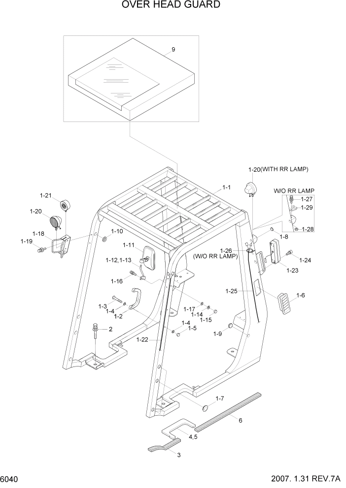 Схема запчастей Hyundai HLF15/HLF18-5 - PAGE 6040 OVERHEAD GUARD СТРУКТУРА