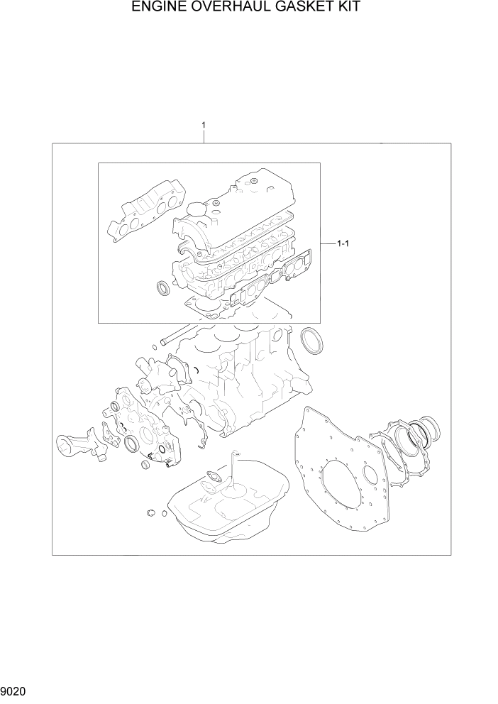 Схема запчастей Hyundai HLF15/HLF18-5 - PAGE 9020 ENGINE OVERHAUL GASKET KIT ДВИГАТЕЛЬ БАЗА